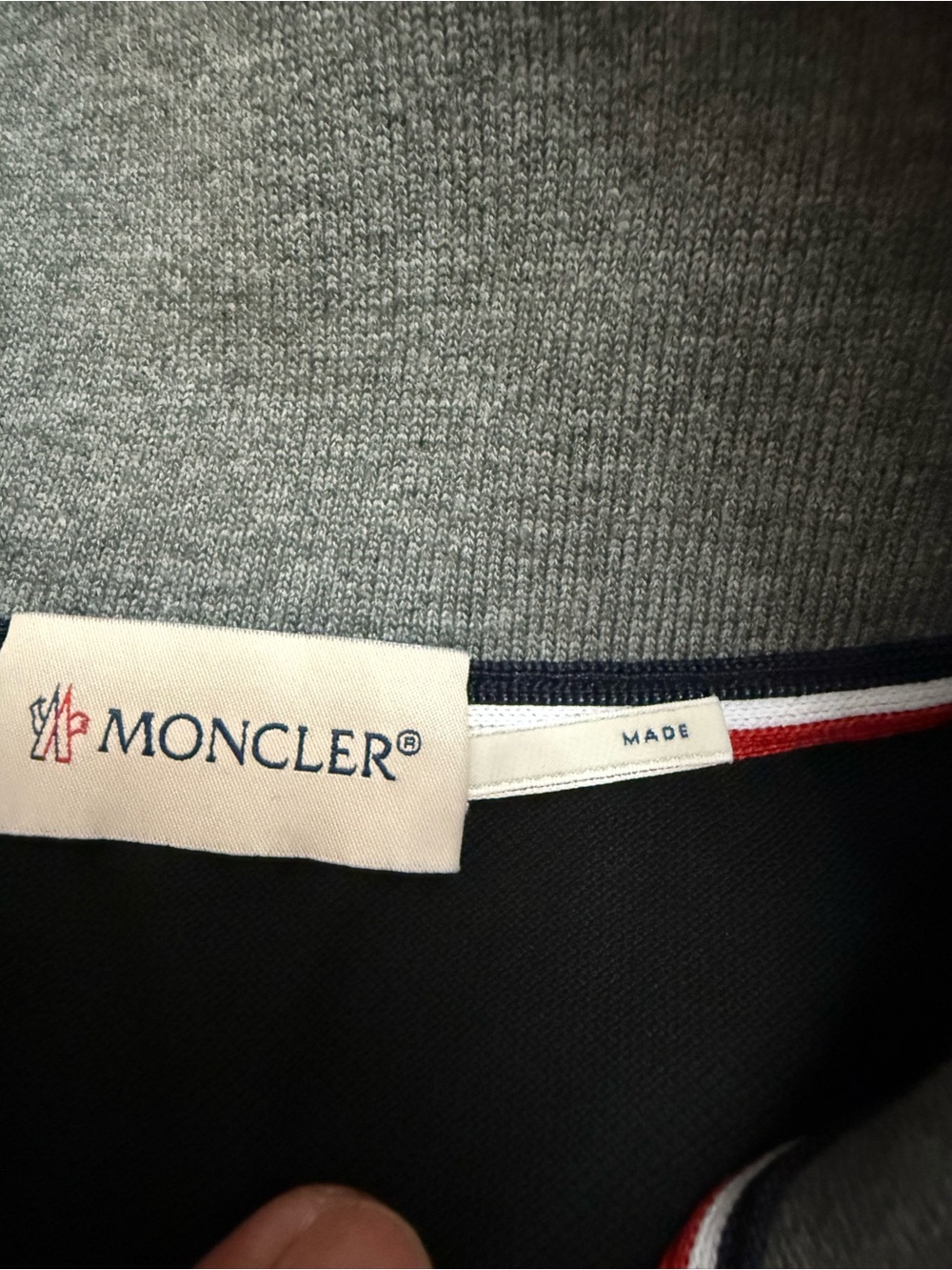 Moncler Black Long Sleeve Polo with Tonal Logo - Picture 2 of 4